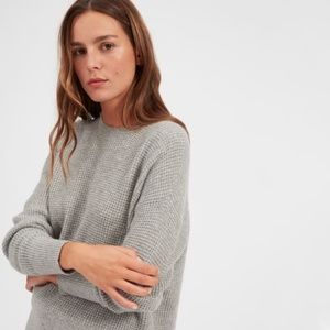 Everlane Cashmere Waffle Square Crew, M, Heather Grey